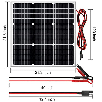 SOLPERK Solar Panel Kit 50W 12V, Waterproof Solar Battery Trickle Charger Maintainer + Waterproof Controller + Adjustable Mount Bracket for Boat Car RV Motorcycle(Without Mounting Bracket) - size: 50W PWM+Load