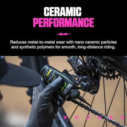 Muc-Off C3 Ceramic Dry Chain Lube, 50 Milliliters - Premium Bike Chain Lubricant with UV Tracer Dye - Formulated for Dry and Dusty Weather Conditions, Green - size: 50ml
