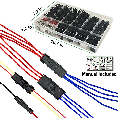 26 Kits Weather Pack Connectors Kit Automotive Electrical Connectors Waterproof Electrical Wire Connectors Terminal Kit 1/2/3/4 Pin 18-14 AWG - size: 1-4pin/26kit/18-14AWG