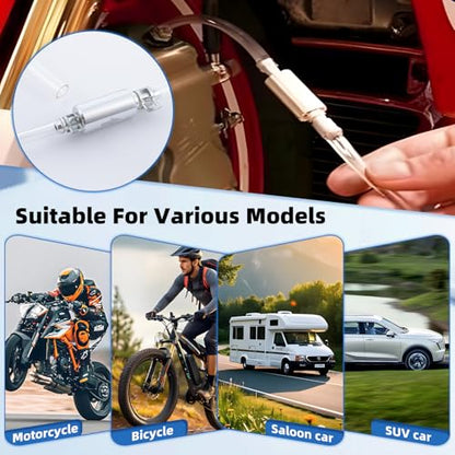 2 Pcs Brake Bleeder Hose - One Way Check Valve Tube Bleeding Tool Kit for Car Motorcycle Clutch,Universal Brake Fluid Bleeder Kit,Soft Tube with Metal Clips,Car Clutch Fluid Replacement Hose