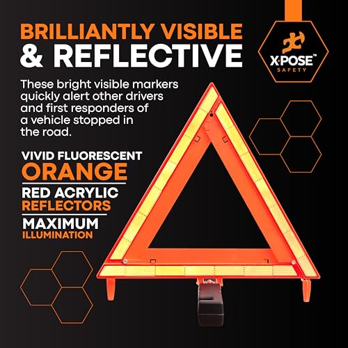 Xpose Safety Reflective Emergency Triangles – 6 Kits (18 Triangles) – DOT Approved Roadside Car Safety Warning Reflectors – Red & Orange Automotive Vehicle Hazard Visibility Markers - size: 6 Packs