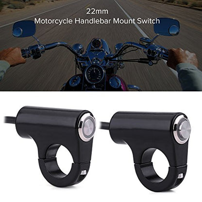 Motorcycle Handlebar Switch, 7/8" 22mm Handlebar Mount Push Button Switch Weatherproof Handlebar Control Switch Button Headlight Brake Fog Lights ON/Off(B)