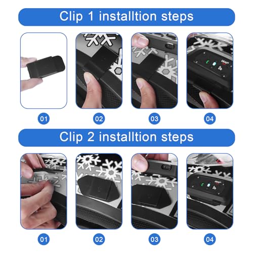 EJEAS Motorcycle Helmet Intercom Headset Clips, 2 Pack (1 Adhesive + 1 Snap Clip) - Compatible with Q8/Q7/Q2/MS8/MS20/V7/V4 Plus/V6 Pro+