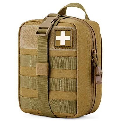 Gonex MOLLE Medical Pouch EMT First Aid Pouch Rip-Away IFAK Tactical Utility Pouch for Outdoor Activities Medical Supplies (Bag Only) - color: Tan