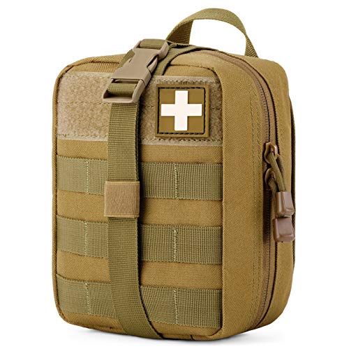 Gonex MOLLE Medical Pouch EMT First Aid Pouch Rip-Away IFAK Tactical Utility Pouch for Outdoor Activities Medical Supplies (Bag Only) - color: Tan