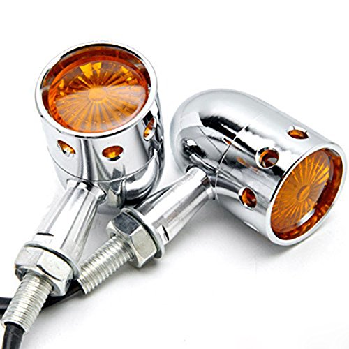 Motorcycle Turn Signals Blinker Lights Amber Lens for Softail Springer Heritage Classic a Pair (Chrome) - color: Chrome