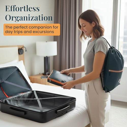 Extra Large Compression Packing Cube 6 Piece Set for Travel and Check Luggage by TRIPPED Travel Gear - color: Grey/Orange