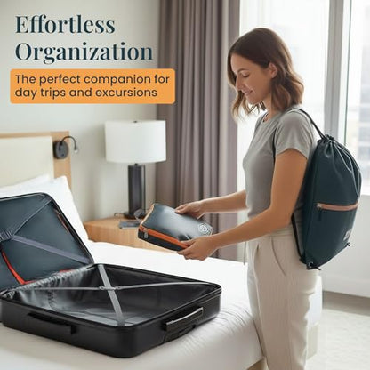 Extra Large Compression Packing Cube 6 Piece Set for Travel and Check Luggage by TRIPPED Travel Gear - color: Grey/Orange