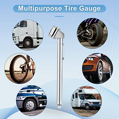 Pencil Tire Pressure Gauge, 10-120PSI Dual Head Air Gauge Tire Pressure Heavy Duty Tire Valve Gauge for Truck Car RV ATV Motorcycle (5 Pack)