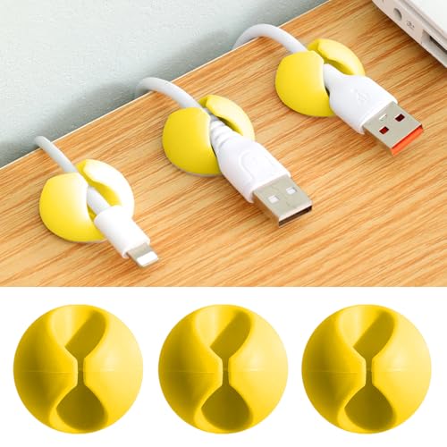 3 PCS Cable Organizer Set Wire Possessioner Cord Management Clips for Tangle-Free Storage and Desk Cable Organization Yellow - color: Yellow