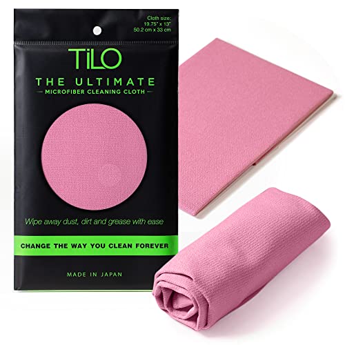 TILO Microfiber Cleaning Cloth – 19x13 Inch Ultra-Absorbent, Streak-Free, Lint-Free, Reusable Polishing Cloth for Dust, Grease, Dirt, and Delicate Surfaces – Non-Abrasive – Pink - color: Pink