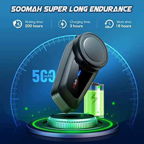 MAXTO Motorcycle Bluetooth Headset M2,Motorbike Helmet Bluetooth 5.0 Headset 6-Way 3280Ft Intercom Communication System with IP65 Waterproof CVC Noise Cancellation Stereo Music FM for All Helmets - size: 1 Pack