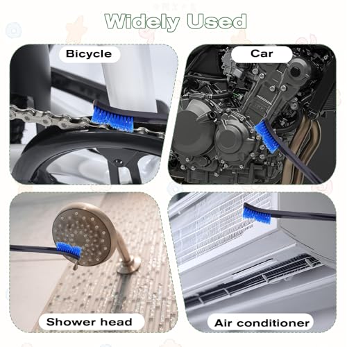 4 Pcs Small Cleaning Brush, Double-Ended Nylon Brush, Jewelry Cleaning Brushes for Detailed Cleanings of Jewelry, Cars, Kitchen, and Spaces - color: Blue Brush Head