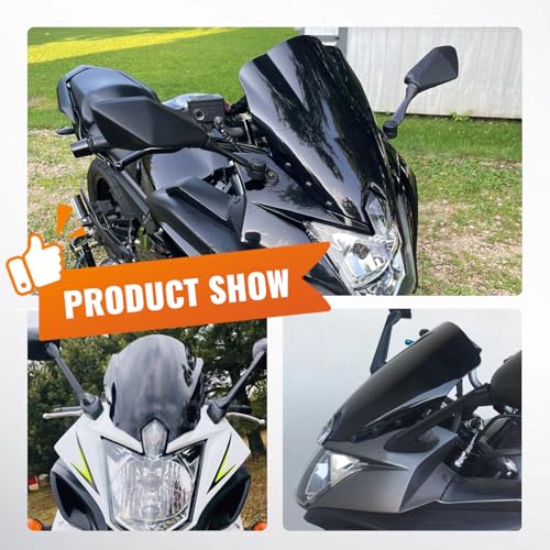 Motorcycle Windshield Windscreen Wind Deflector ABS Plastic 1pc for Yamaha FZ-6R 2009 2010 2011 2012 2013 2014 2015, Black