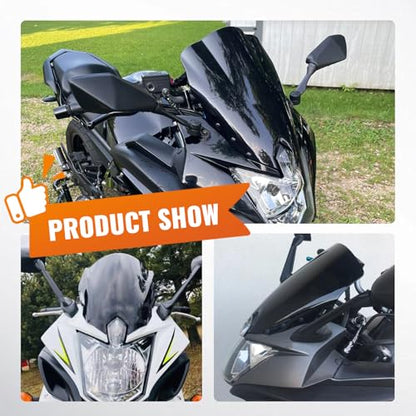 Motorcycle Windshield Windscreen Wind Deflector ABS Plastic 1pc for Yamaha FZ-6R 2009 2010 2011 2012 2013 2014 2015, Black