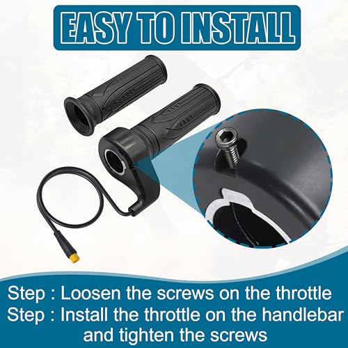 20X Full Twist Throttle Grip, 3 Pin Water Proof Connection | Compatible with Ebike 12V-72V, Electric Bike Throttle, with Waterproof Connector, Electric Bicycle, E-Scooter, Mountain Bike