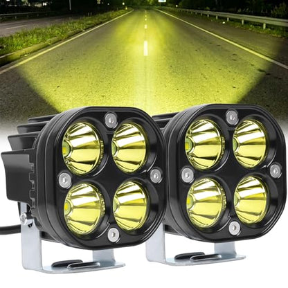 Motorcycle Driving Lights Yellow LED Pods Lights 3’’ 40W LED Driving Off Road Lighting 12V 24V Spot Cube Light for Truck ATV UTV SUV Bike Car Boat Trucks LED Spotlights with 6 Light Beads 2PCS - color: Yellow