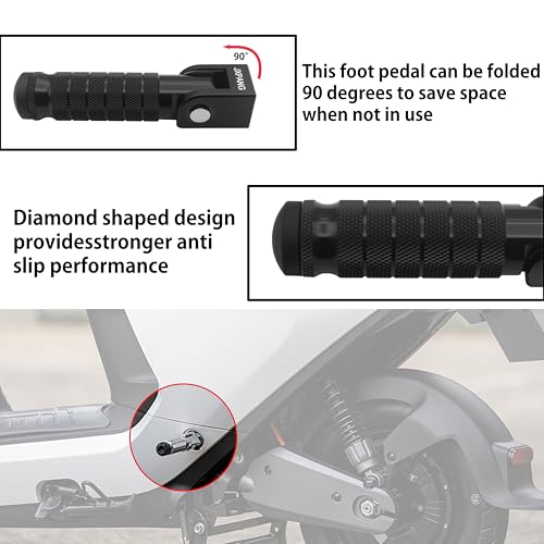 Universal Motorcycle Bicycle Folding Passenger Foot Pegs M8 Rearsets Rear Set Footrests Footpeg Foot Rest Peg Pedals For Bike Install Hole 8mm (Black) - color: Black