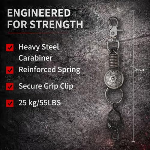 Heavy Duty Glove & Hat Clip with Carabiner, All-Metal Spring Clamp Work Glove Holder for Tool Belt, Harness, Backpack - style: Concho