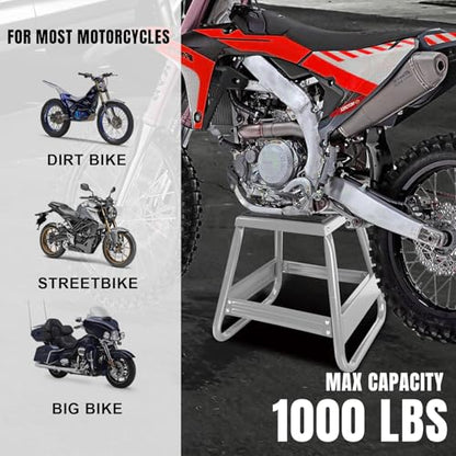 Big RED 1000lb Capacity Dirt Bike Stand, Universal, Detachable Maintenance Motorcycle Lift for Kawasaki, Honda, Yamaha, Silver - size: silver dirt bike stand