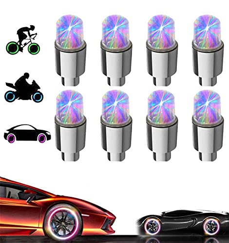 8 Pack LED Valve Stem Caps Lights for Car Tires Wheel Assemblies Light up Air Neon Bicycle Motorcycle Tyre Valve Lights Bike Truck Golf Cart for Kids Men Women(Colorful) - color: 8 Colorful