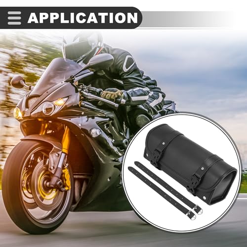 Motoforti Universal Motorcycle Fork Handlebar Tool Bag, Waterproof Cycling Bag, Faux Leather, Black, 1 Pcs