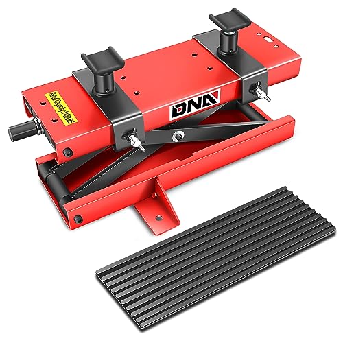 DNA Motoring Steel Motorcycle ATV Scissor Lift Jack Hoist Stand with Saddle & Rubber Pad, 2-in-1, 1100lbs (500KG) 3.7-14.8" Lifting Range, TOOLS-00290 - style: 1100lbs (2 in 1 With Rubber Mat)