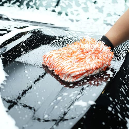 SPTA Microfiber Car Wash Mitt, 3Pcs Car Sponge Glove Wrapped in Soft, Plush Fiber Cloth Material, Safe Washing with Any Car Soap, Bucket, Foam Gun, Foam Cannon, Other Cleaning Supplies - color: 3pcs Microfiber Car Wash Mitt