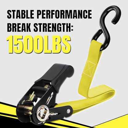 Cartman Ratchet Tie Down, 4Pk 15Ft, 500Lbs Load Cap/ 1500Lbs Break Strength, Cargo Straps for Moving Appliances, Lawn Equipment, Motorcycle in a Truck, with Carry Bag - style: 4PC
