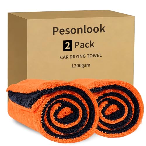 2 Pack Microfiber Car Drying Towels 1200 GSM , 36x24 Inch Extra Large Double Twisted Pile, Edgeless Car Wash Towels, Ultra Absorbent,No Streak, Scratch or Water Spot Towel for Cars&Trucks(Orange/Gray) - color: Orange/Gray, size: 24"x36" Double sided
