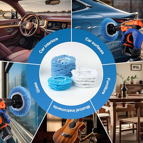 S SATC 20 PCS Car Orbital Buffer Pads Bonnet 7-8 Inch Microfiber Polishing Bonnet Buffing Pad for Car Polishing, Cleaning, Waxing - size: 7-8 Inch