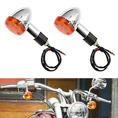 Motorcycle Turn Signal Indicator Amber Lights Amber Chrome Bullet Front Rear Compatible With Honda Fury Interstate Nighthawk Rebel Sabre Shadow(2 Packs)