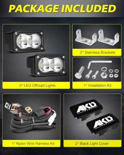 LED Pods with Wiring Harness & Black Covers 3 Inch 40W Spot CREE LED Pod Lights Small Off Road Driving Lights Fog Light 2 Packs for Trucks Motorcycle UTV ATV SUV Dirt Bike - color: White