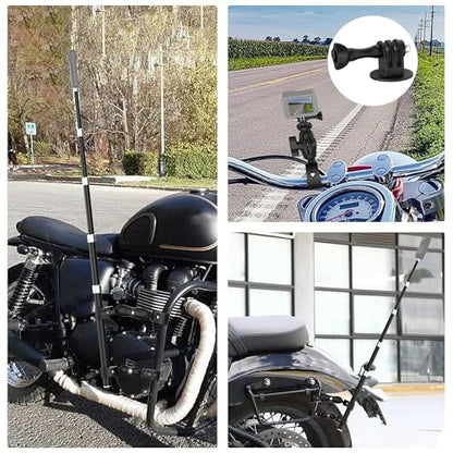 Aluminum Motorcycle Bike Handlebar Mount Bundle for Insta360 X5, Bike Mount with Invisible Selfie Stick Rock-Solid Locking for Insta360 X5 X4 X3, DJI OSMO 360, GoPro MAX 2 for Cycling Vlogging