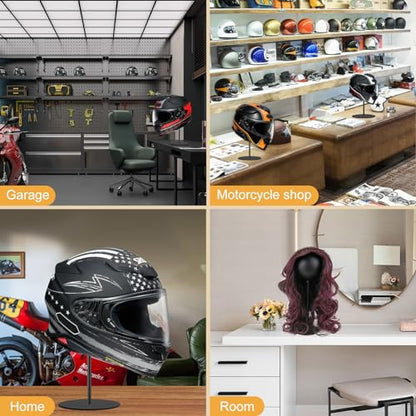 PAHTTO Motorcycle Helmet Stand 2 Packs, Desktop Helmet Display Holder with Stable Base for Helmets, Caps, Hats, Wigs, Motorcycle Helmet Accessories