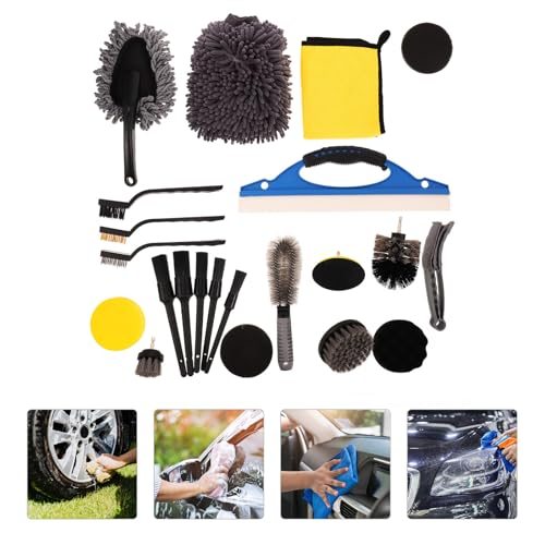 23 Pcs Car Detailing Brush Set with Wheel Hub Cleaner and Car Interior Duster, Multi-Function Auto Cleaning Kit for Tires, Wheels, and Motorcycle Chain Maintenance