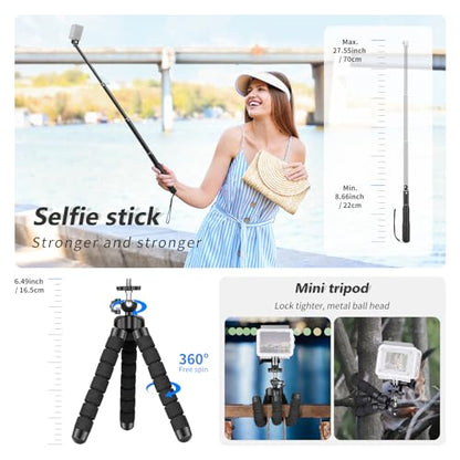 NEEWER 50 in 1 Action Camera Accessories Kit & Motorcycle Helmet Chin Strap Mount Kit, Compatible with GoPro Hero DJI OSMO Insta360 SJCAM DBPOWER AKASO VicTsing APEMAN WiMiUS QUMOX Lightdow Campark