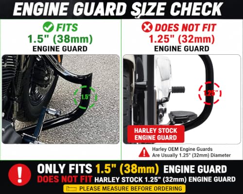 YENHUR 1.5 inches Highway Pegs Kit, Gloss Black Finish, Heavy-Duty Steel Clamps, Mini Footboards Fit for Electra Glide Street Road Glide Road King Fat Boy with 1.5" (38mm) Fatty Engine Guard Crash Bar - color: 1-1/2" Clamps-Gloss Black