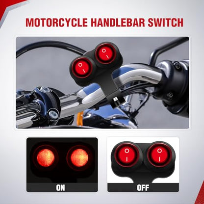 Nilight Motorcycle Handlebar Switch Plug and Play 12V ATV Light Switches Dual Push Button Waterproof ON Off for UTV Driving Lights Fits 22mm Handlebars - color: Motorcycle Handlebar Switch-Dual Control
