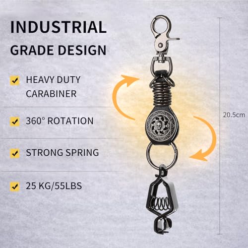 Heavy Duty Glove & Hat Clip with Carabiner, All-Metal Spring Clamp Work Glove Holder for Tool Belt, Harness, Backpack - style: Sigil