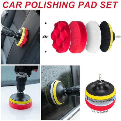 44Pcs Car Wash Cleaning Kit with Detailing Brushes Car Vacuum Drill Brush Set Collapsible Bucket Windshield Cleaning Tool Tire Brush Towels Complete Interior Exterior Detailing Set for Car - size: 44Pcs