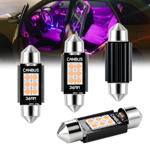 iBrightstar 9-30V Extremely Bright 6411 6418 C5W Festoon LED Bulbs Error Free 1.5" 36mm for Interior Map Dome Lights and License Plate Courtesy Lights, Purple - color: Purple, size: 36mm