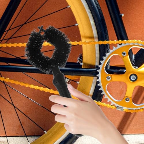 Mikinona Bike Chain Cleaner Brush Set 3pcs Ergonomic Motorcycle Chain Cleaning Tool Multi-Function Reusable Brush Kit for Bicycle and Motorcycle Maintenance