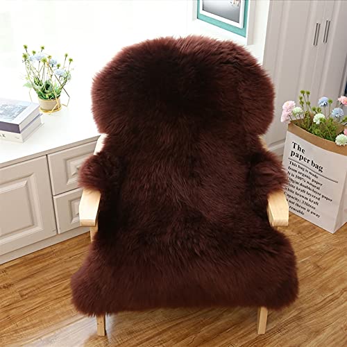 Real Genuine Sheepskin Rug Natural Fur Rug Sheep Skin Rugs Full Sheepskin Rugs Authentic Sheep Skin Throw Lambskin Seat Covers for Chairs Wool Seat Pad Cushion Brown (2.3X3.28 ft) - color: 10