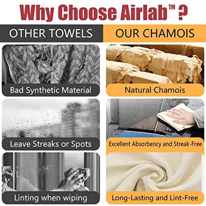 Chamois Cloth for Car 20'' x 27.6'' (3.7 sq ft) Shammy Towel Car Wash Drying Towel Absorbent Real Leather Lint Free Streak Free Cleaning Cloth