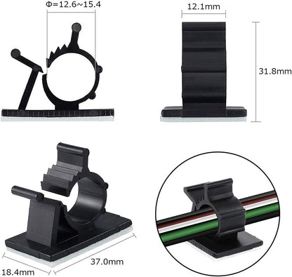 Viaky 30 Pcs Black Cable Wire Clips Adjustable Nylon Wire Holder Adhesive Cable Management Suitable for Maximum Diameter 0.6 inch (15.4mm) Cables - size: 30b-0.6inch