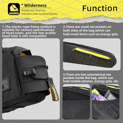 Rhinowalk Bike Frame Bag 2.1L, Waterproof Front Tube Bag with Dual Compartments, YKK Zipper, Phone Storage & Cable Port – Fits Most Bikes – White - color: White, 2.1L