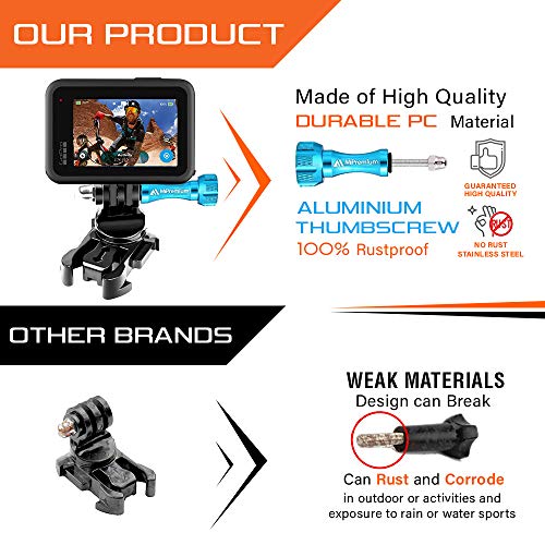 MiPremium Helmet Buckle Mount Adapter for GoPro Hero 13 12 11 10 9 8 7 6 5 4 3 Black Silver Session & Other Action Camera Accessories. 360 Degree Quick Release Swivel Mounting Accessory & Thumbscrew