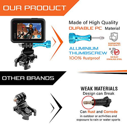 MiPremium Helmet Buckle Mount Adapter for GoPro Hero 13 12 11 10 9 8 7 6 5 4 3 Black Silver Session & Other Action Camera Accessories. 360 Degree Quick Release Swivel Mounting Accessory & Thumbscrew