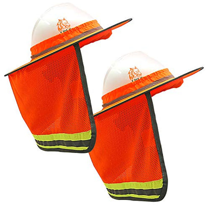 Wolf High-Visibility Orange Reflective Full-Brim Hard Hat Mesh Sun Visor Neck Shade - color: Hi-viz Orange